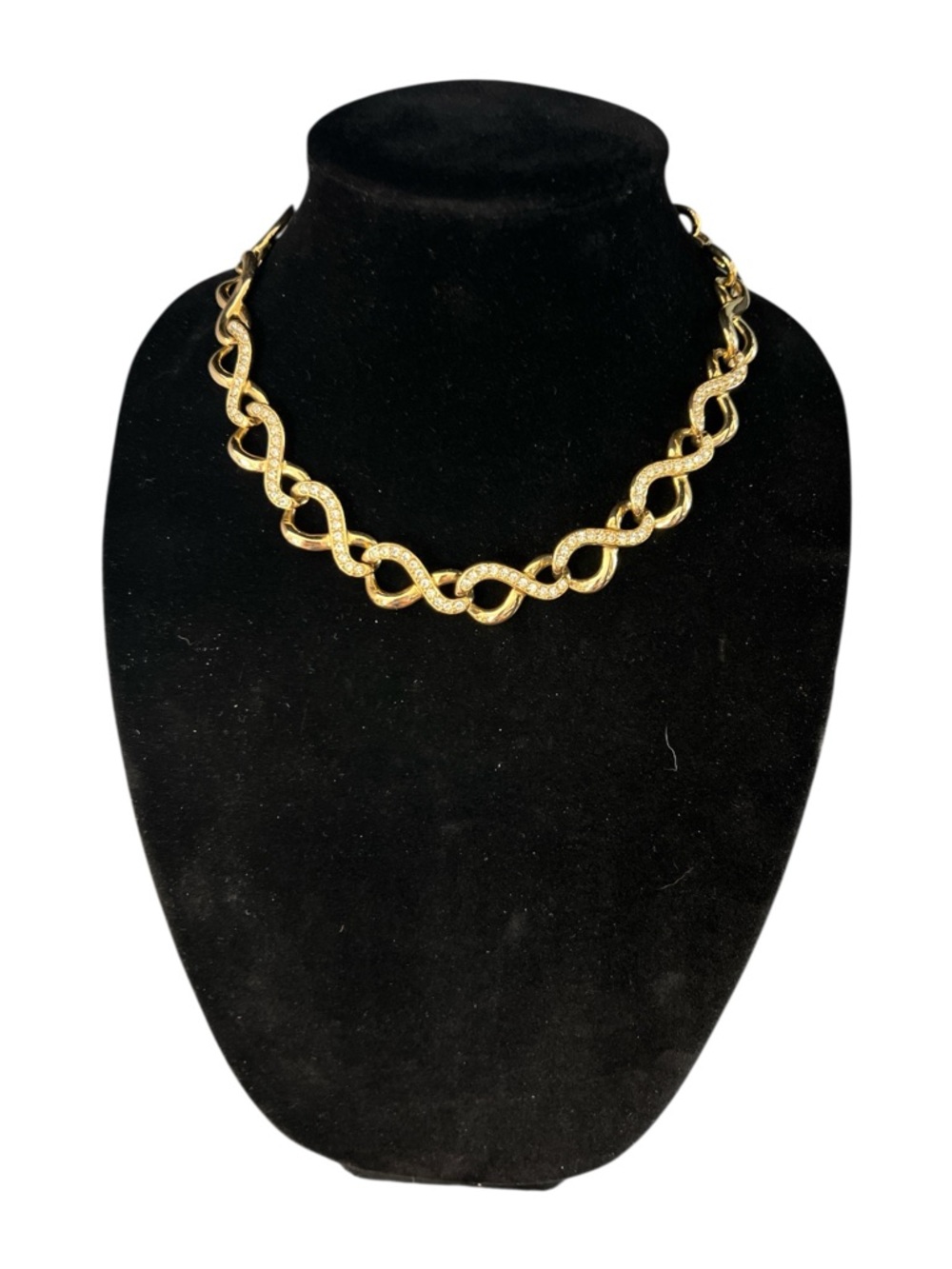 Gold Crystal Infinity-Link Necklace for Women